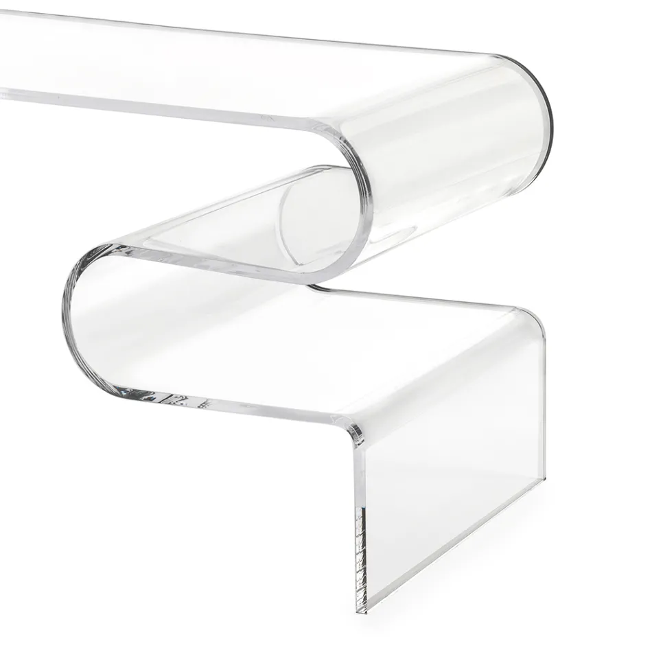 Masă de cafea Dennis din plexiglas transparent, fabricată în Italia Viadurini