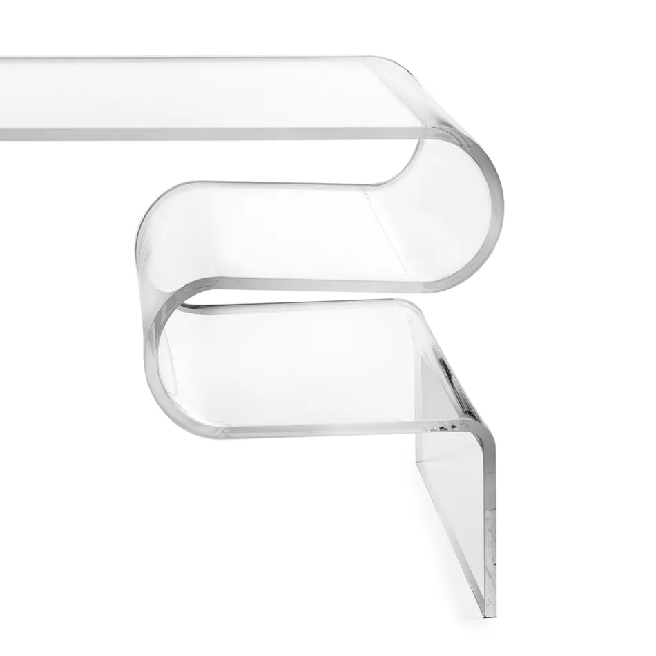 Masă de cafea Dennis din plexiglas transparent, fabricată în Italia Viadurini
