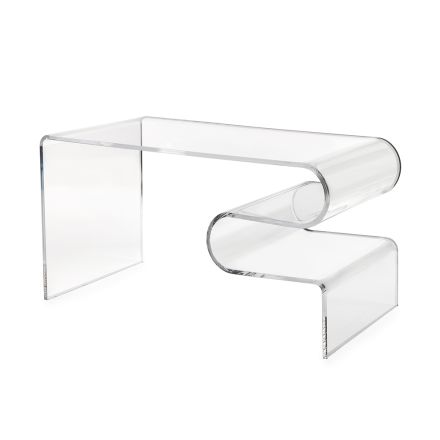 Masă de cafea Dennis din plexiglas transparent, fabricată în Italia Viadurini