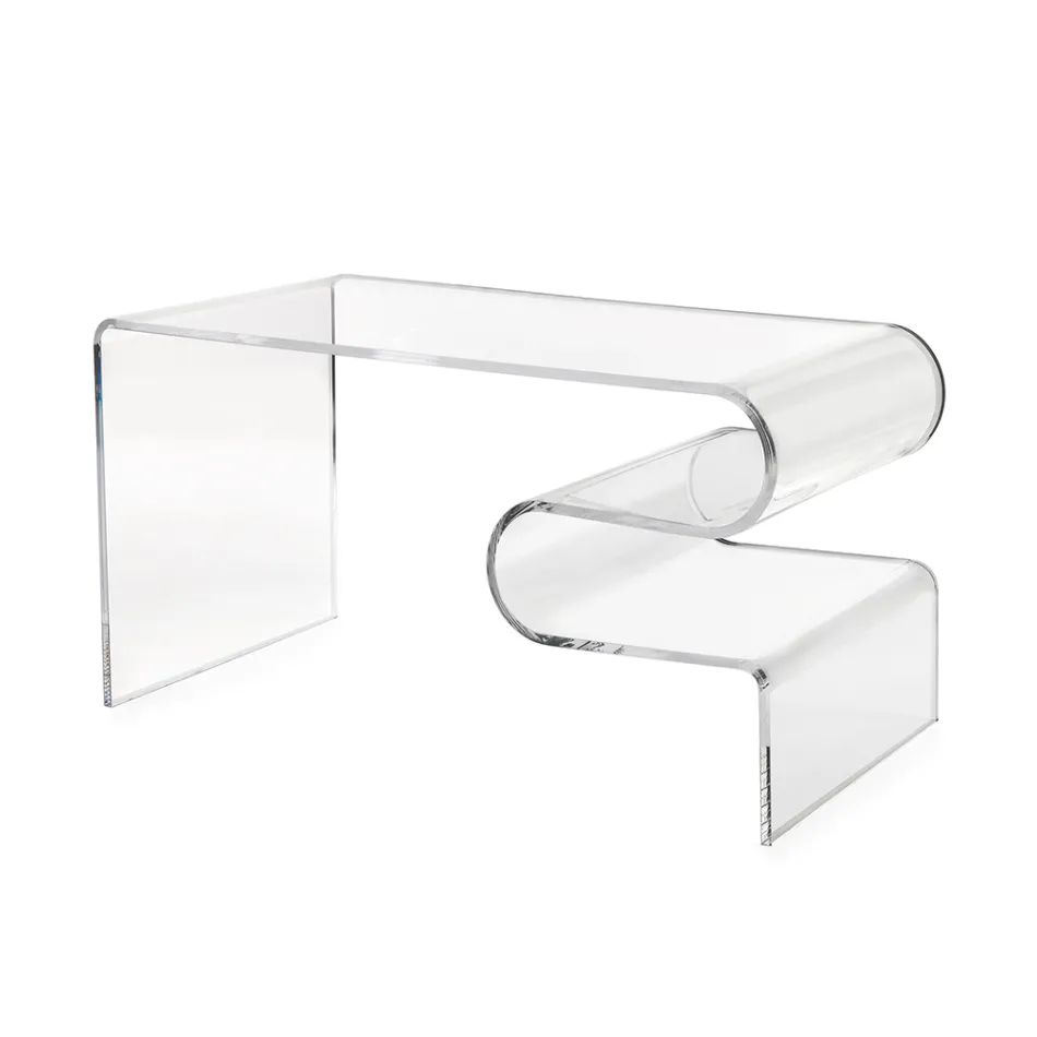 Masă de cafea Dennis din plexiglas transparent, fabricată în Italia Viadurini