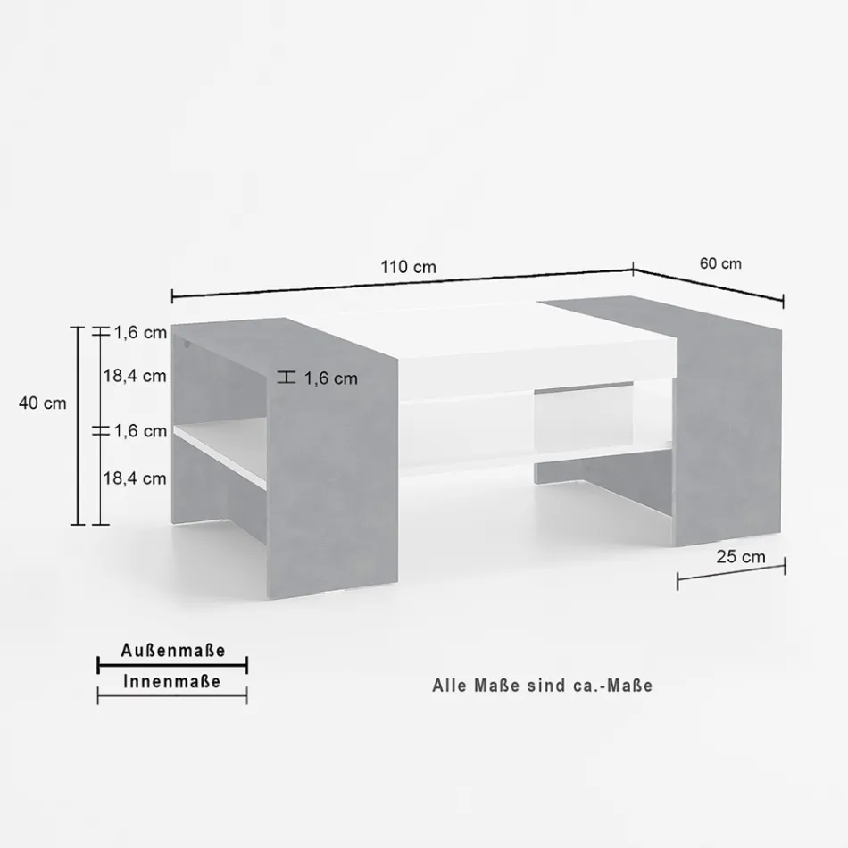 Masuta joasa de cafea pentru living din lemn alb 3 finisaje - Rames Viadurini
