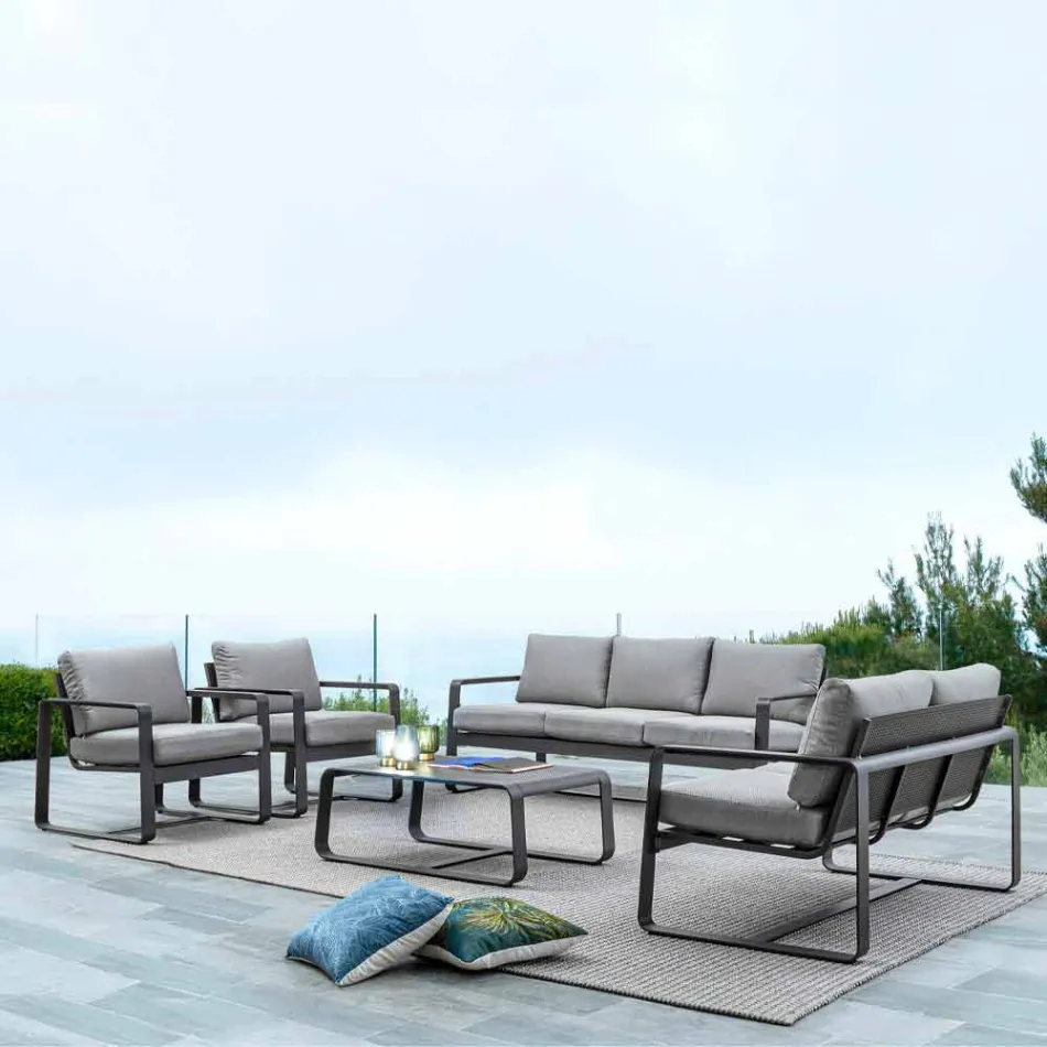 Masă mică în aer liber, din aluminiu vopsit alb sau antracit - Aniello Viadurini