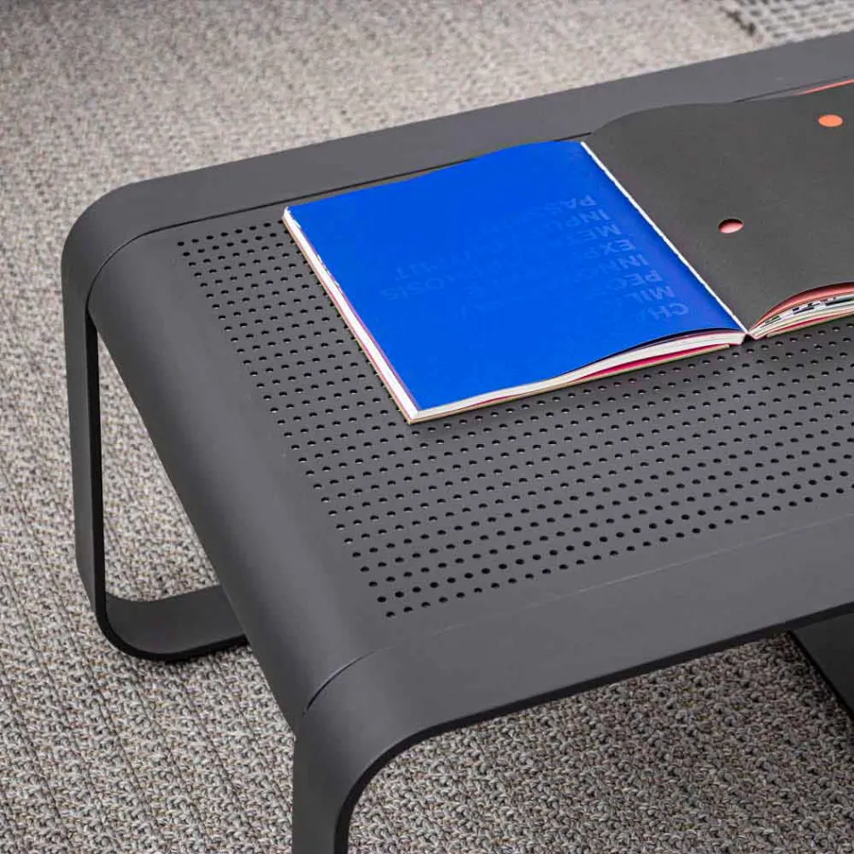 Masă mică în aer liber, din aluminiu vopsit alb sau antracit - Aniello Viadurini