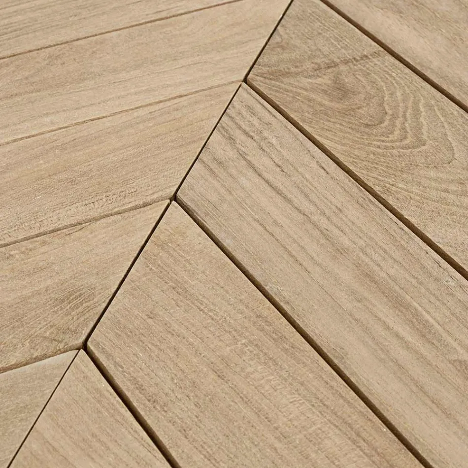 Masuta de cafea joasa de exterior din lemn de tec cu blat oval, Homemotion - Ricardo Viadurini