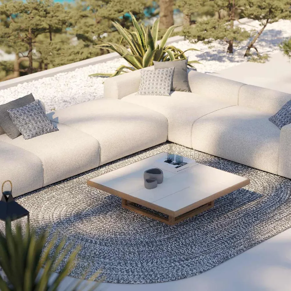 Masuta de cafea joasa de gradina cu blat din gresie Made in Italy - Bresson Viadurini