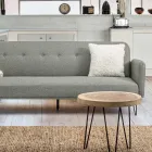 Masuta joasa pentru Sufragerie din Aluminiu si Blat din Lemn Natural - Crotone Viadurini