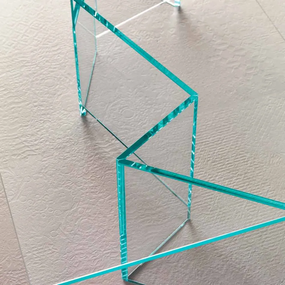 Măsuță de cafea joasă în sticlă extra-clară 2 dimensiuni Made in Italy - Aleatoriu Viadurini