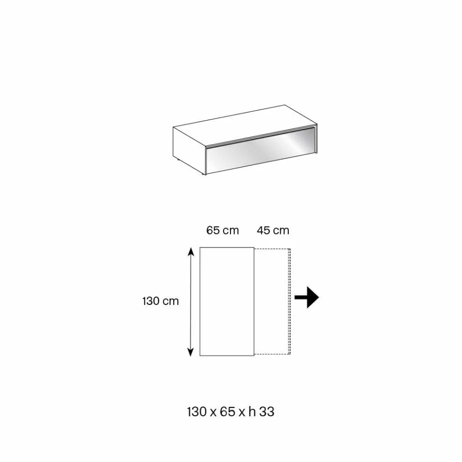 Masă joasă pentru sufragerie din sticlă afumată și sertare din lemn 3 dimensiuni - Mantra Viadurini