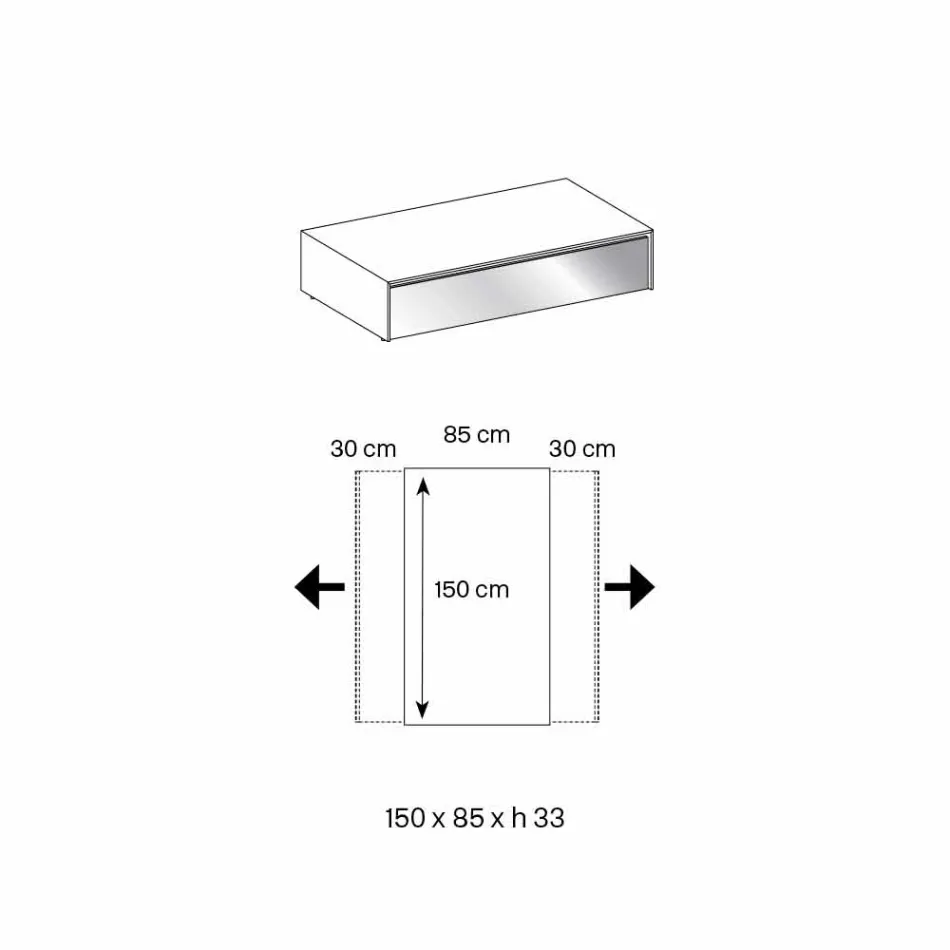 Masă joasă pentru sufragerie din sticlă afumată și sertare din lemn 3 dimensiuni - Mantra Viadurini
