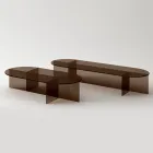 Masă de cafea Laris din sticlă bronzată cu un design rafinat, fabricată în Italia Viadurini