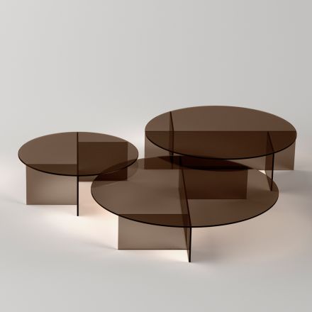 Masă de cafea Laris din sticlă bronzată cu un design rafinat, fabricată în Italia Viadurini