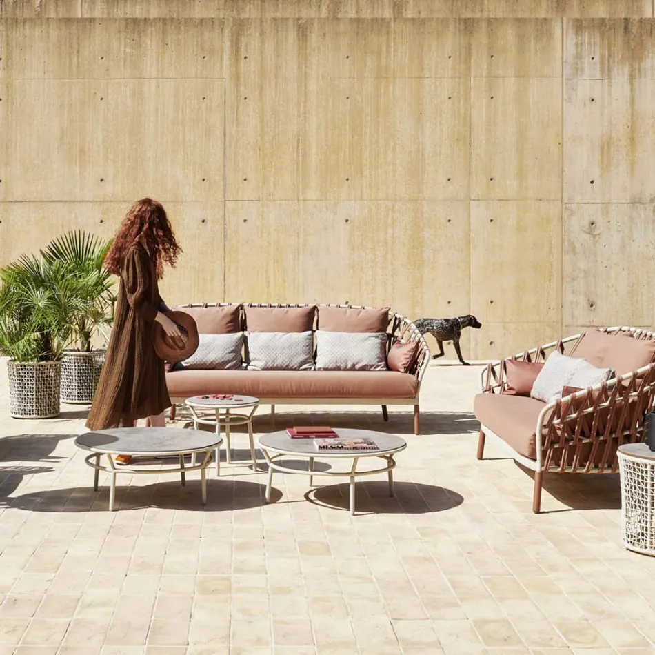 Blat de masă joasă Hpl sau ceramică Fabricat în Italia - Emmacross de Varaschin Viadurini