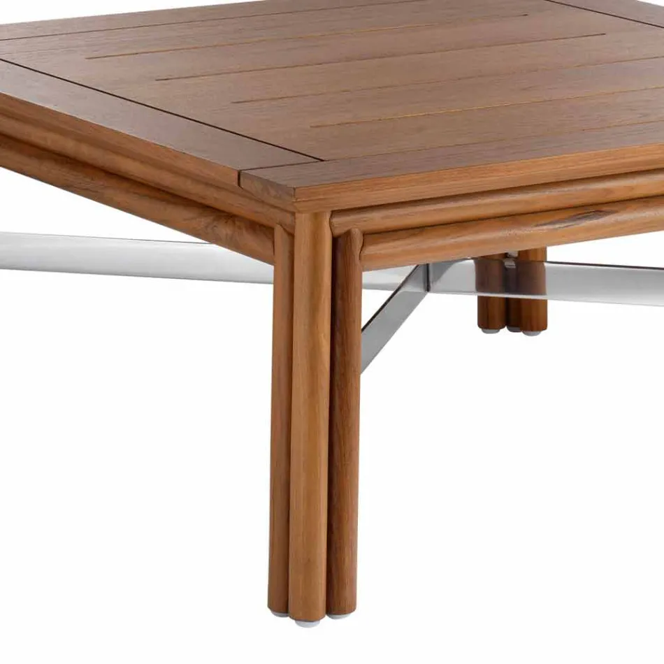 Măsuță de cafea mică pătrată pentru sufragerie în aer liber din lemn natural sau negru - Suzana Viadurini