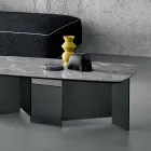 Masă joasă de cafea Sufragerie din ceramică și picioare din sticlă afumată 3 dimensiuni - Aleatoriu Viadurini