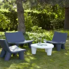 Low Low table Slide Low Lita Masă de polietilenă și sticlă fabricate în Italia Viadurini