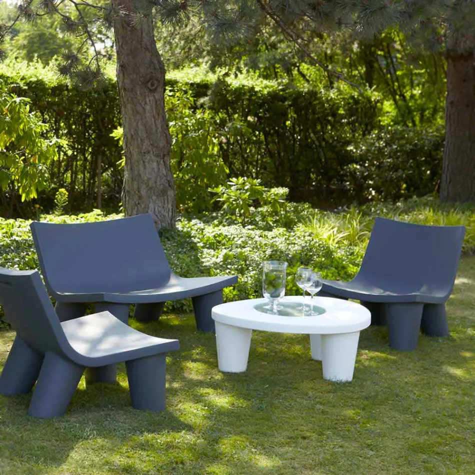 Low Low table Slide Low Lita Masă de polietilenă și sticlă fabricate în Italia Viadurini