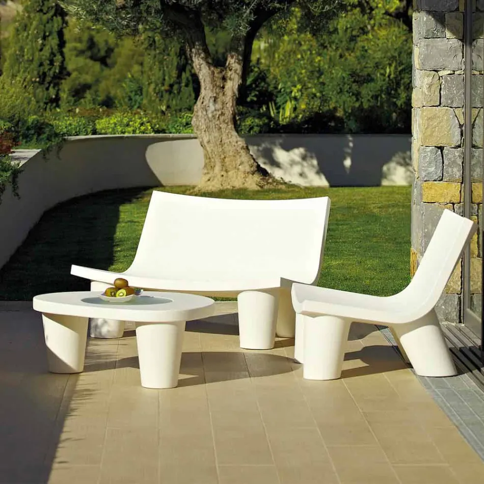 Low Low table Slide Low Lita Masă de polietilenă și sticlă fabricate în Italia Viadurini