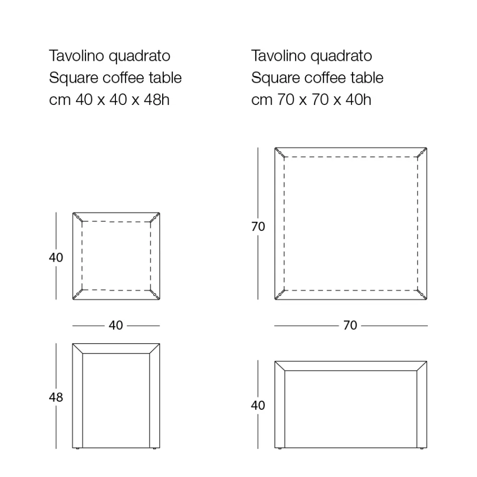 Masuta de cafea metalica cu design patrat in 2 dimensiuni - Josyane Viadurini