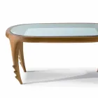 masuta de cafea din lemn și piele de design cocktail-uri, l.97xp.68 cm, Cecilia Viadurini
