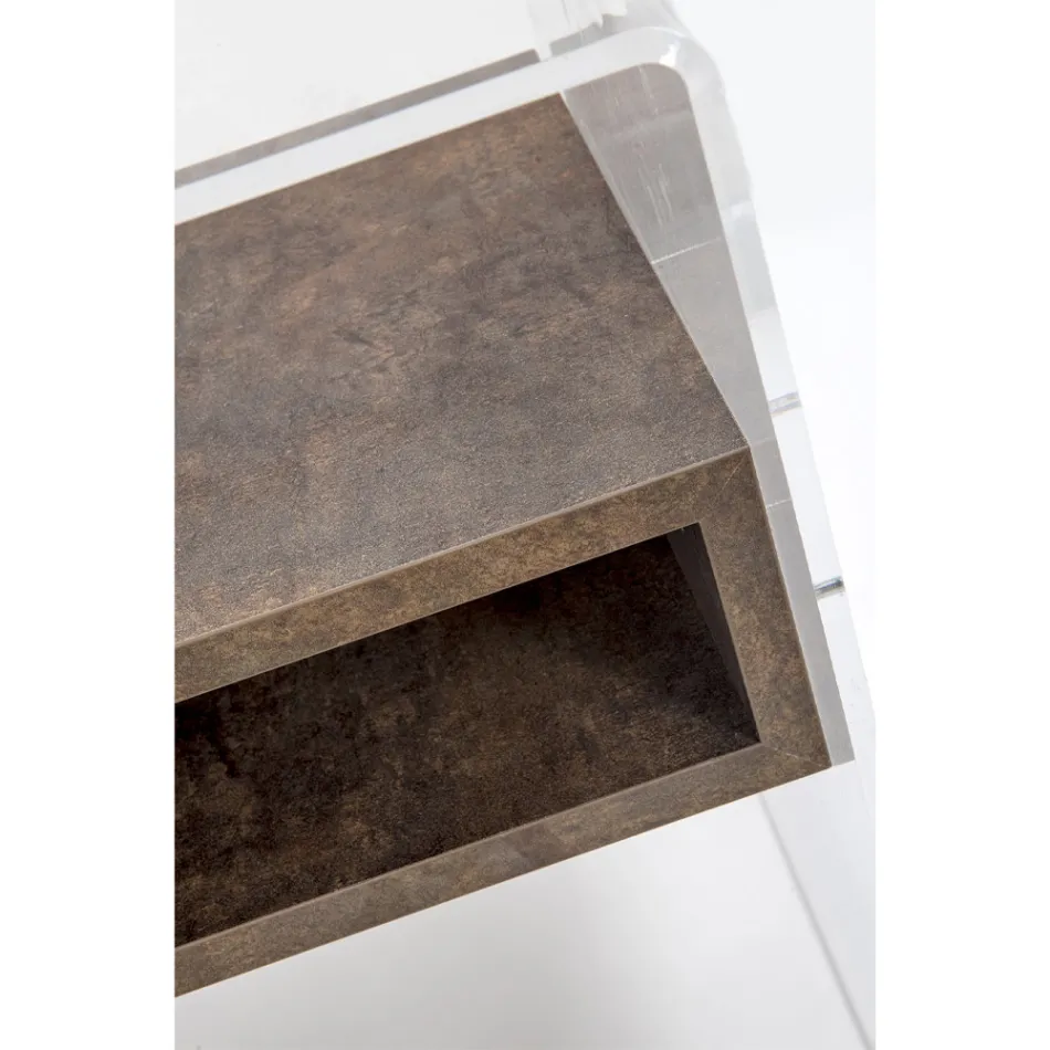 Noptieră reciclabilă în plexiglas transparent și lemn - Pascoli Viadurini