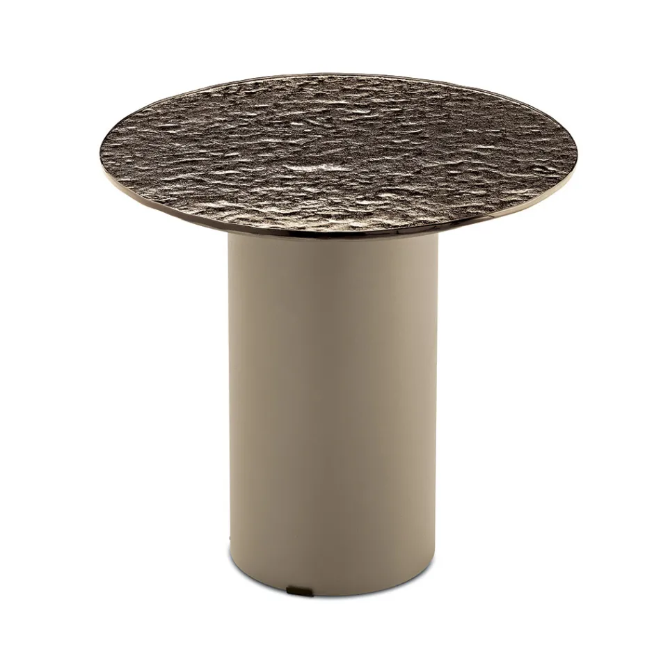 Masă de cafea cu bază metalică și blat oglindă sau sticlă Ø45 cm - Flaminia Viadurini