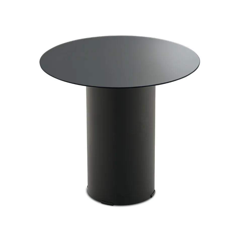 Masă de cafea cu bază metalică și blat oglindă sau sticlă Ø45 cm - Flaminia Viadurini