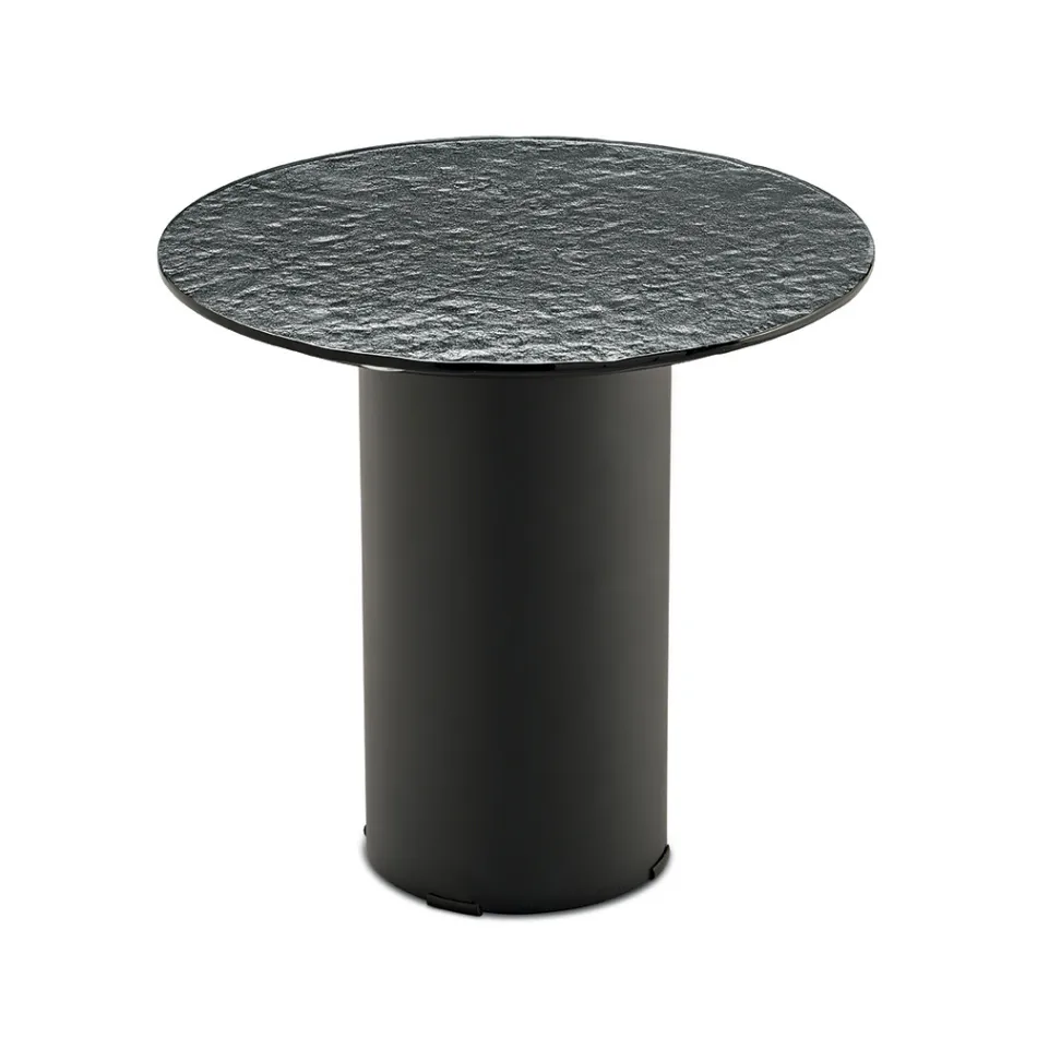 Masă de cafea cu bază metalică și blat oglindă sau sticlă Ø45 cm - Flaminia Viadurini