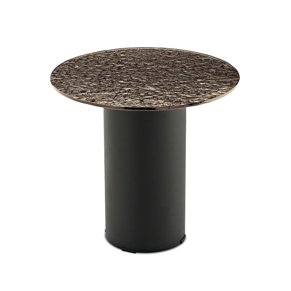 Masă de cafea cu bază metalică și blat oglindă sau sticlă Ø45 cm - Flaminia Viadurini