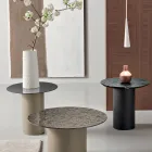 Masă de cafea cu bază metalică și blat oglindă sau sticlă Ø45 cm - Flaminia Viadurini