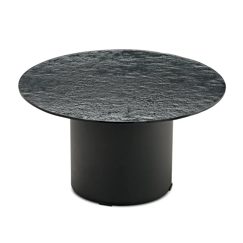 Masă de cafea cu bază metalică și blat oglindă sau sticlă Ø60 cm - Flaminia Viadurini