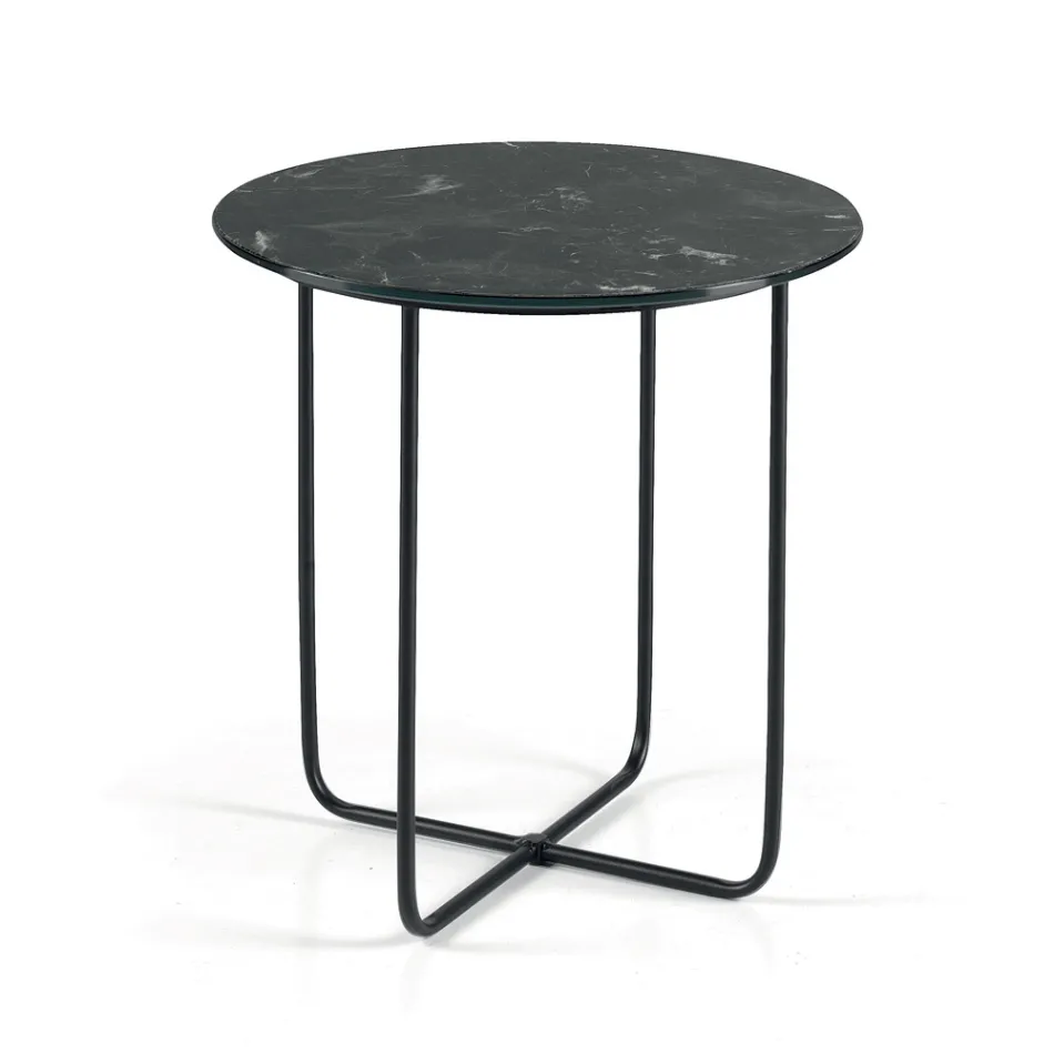 Masă de cafea cu oglindă și blat ceramic cu efect de marmură, fabricată în Italia - Giusta Viadurini