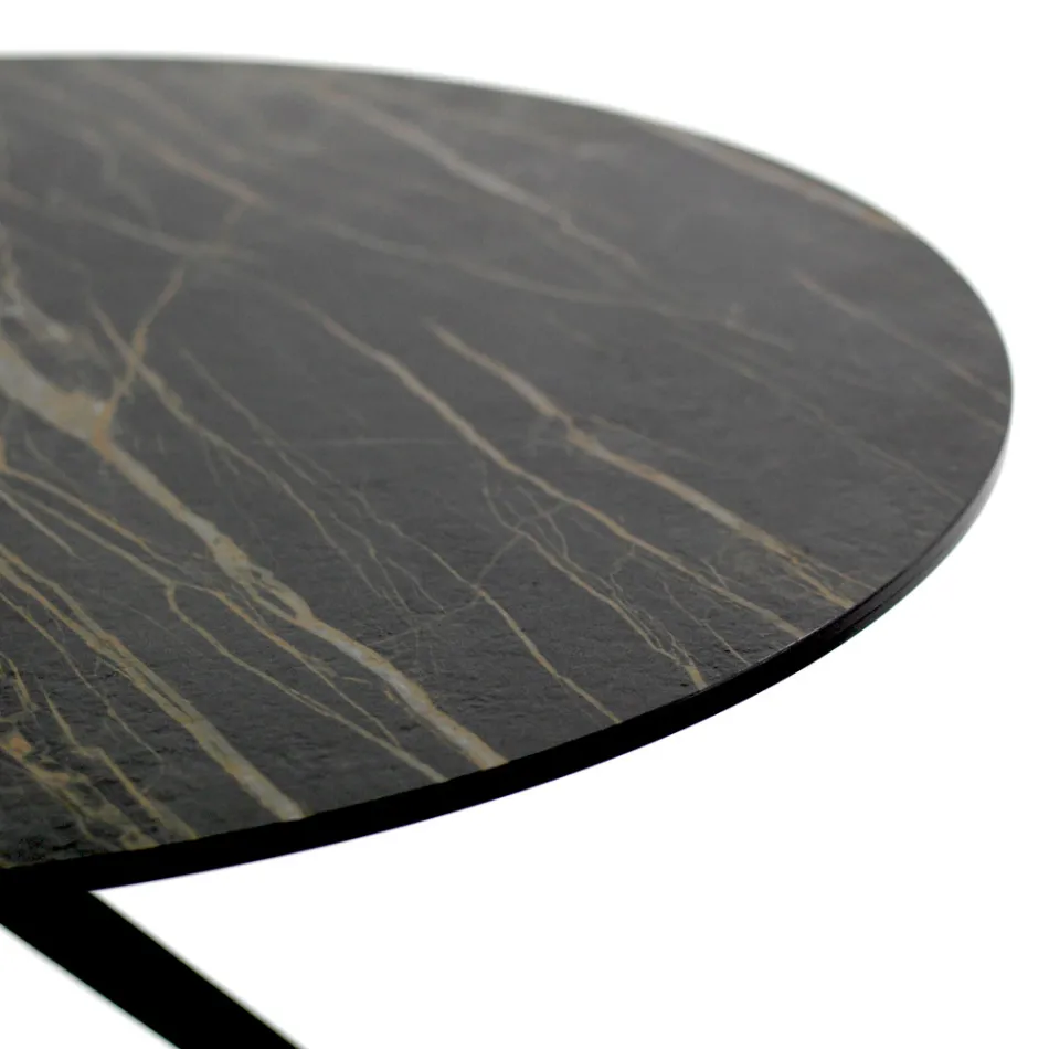 Masuta de cafea cu blat rotund din gresie Made in Italy - Siste Viadurini