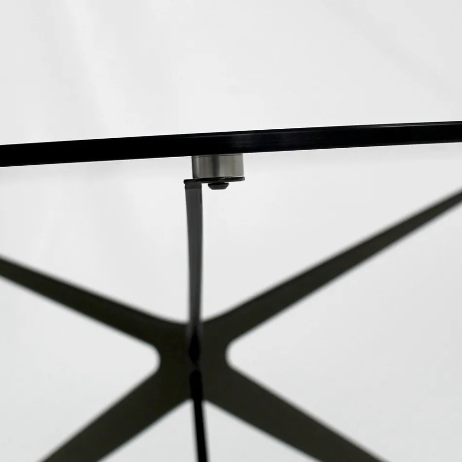 Masuta de cafea cu blat rotund din sticla Made in Italy - Siste Viadurini