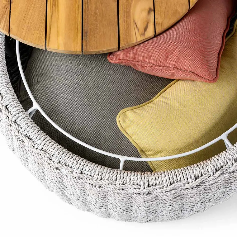 Masa container de gradina din teak si tesut frânghie - Arjuna Viadurini