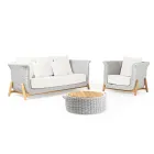 Măsuță de grădină din tec și frânghie - Arjuna Viadurini