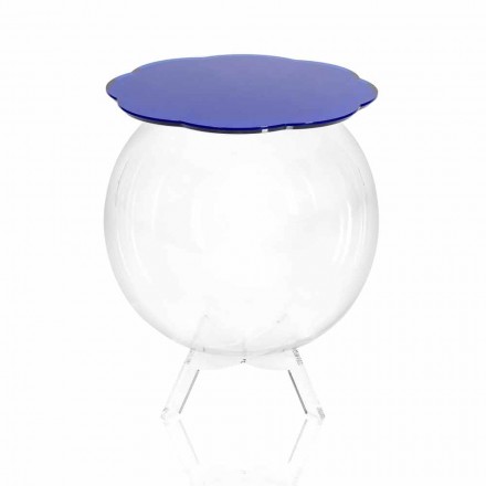 Masuta de cafea / albastru rotund container Biffy, design modern made in Italy Viadurini