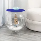 Masuta de cafea/container rotunda albastra Biffy, design modern fabricat in Italia Viadurini