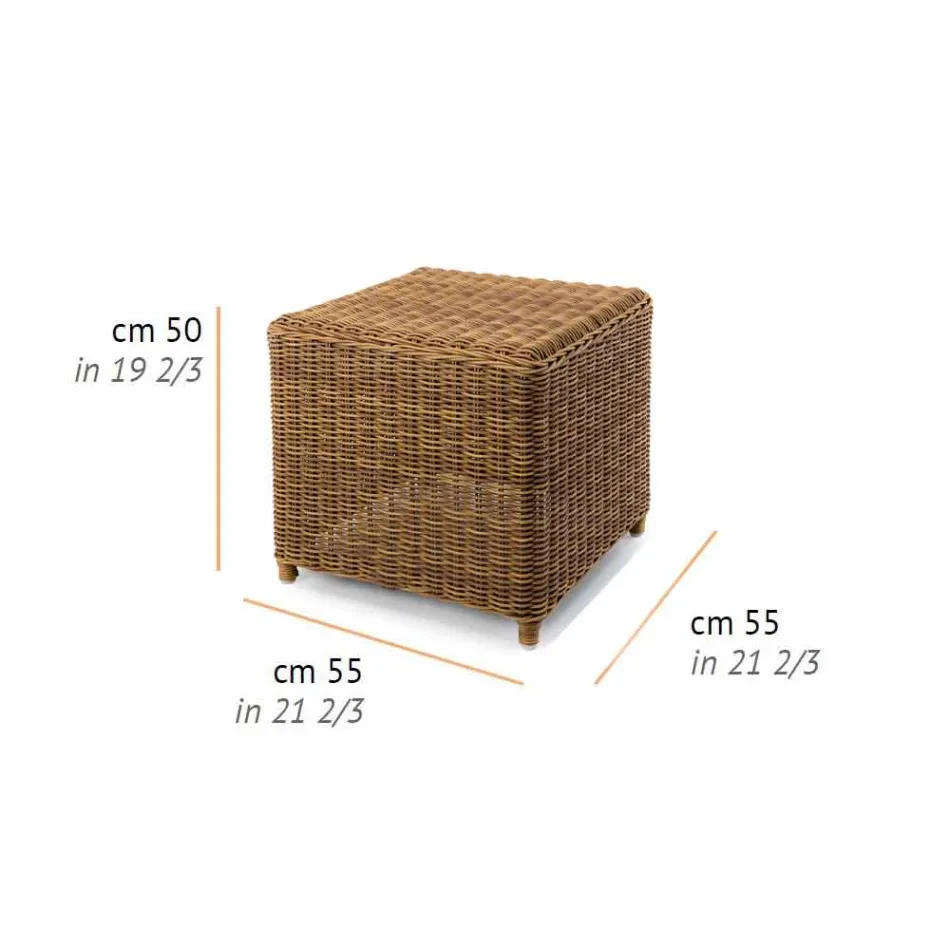 Masă laterală de grădină înaltă din ștanțel sintetic țesut - Yves Viadurini