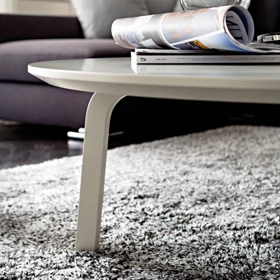 Măsuță de cafea cu blat rotund din Mdf lăcuit Made in Italy - Tobiko Viadurini