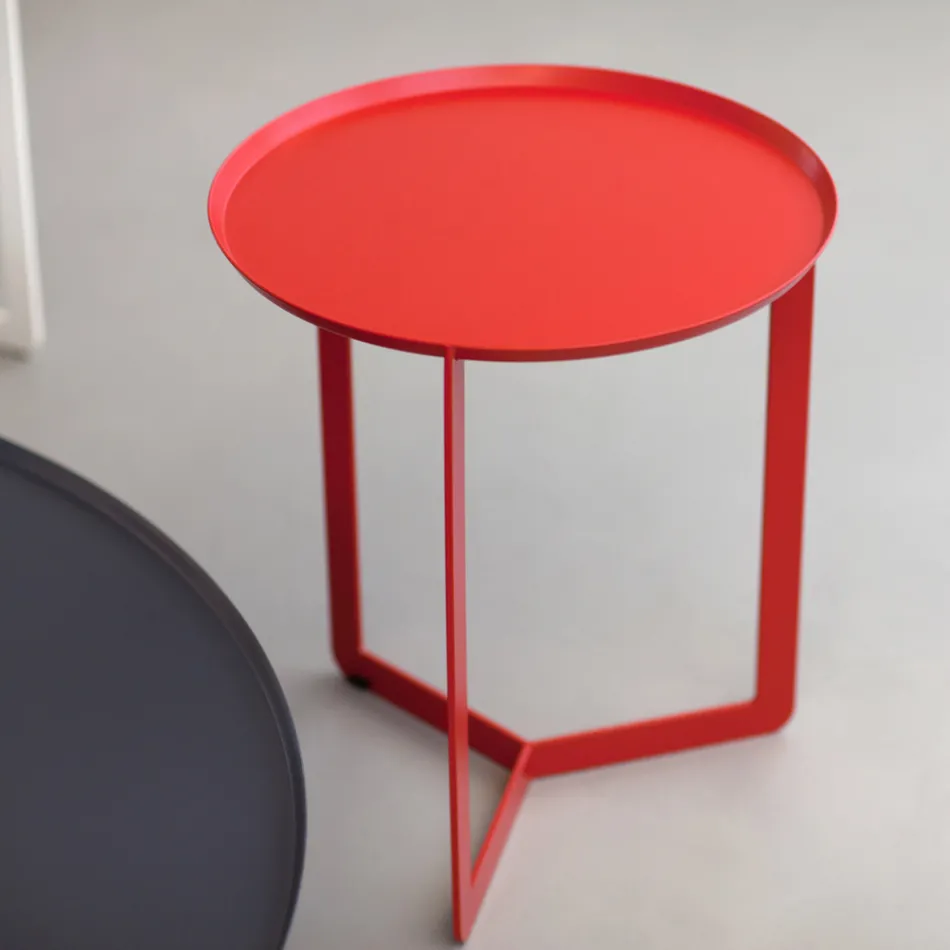 Masă de cafea rotundă din metal, fabricată în Italia - Stephane Viadurini