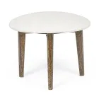 Masuta de cafea pentru living din marmura si picioare din lemn de mango - Desiderio Viadurini