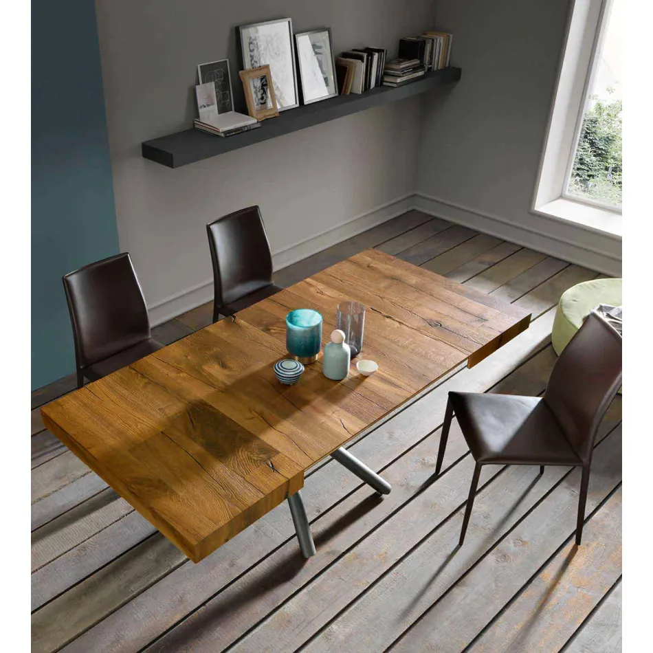 Masă de cafea cu design transformabil din lemn Made in Italy - Vincenzo Viadurini