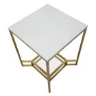 Masă de cafea pătrată de aur din fier, rășină albă și sticlă - Tokyo Viadurini