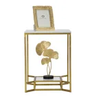 Masă de cafea pătrată de aur din fier, rășină albă și sticlă - Tokyo Viadurini