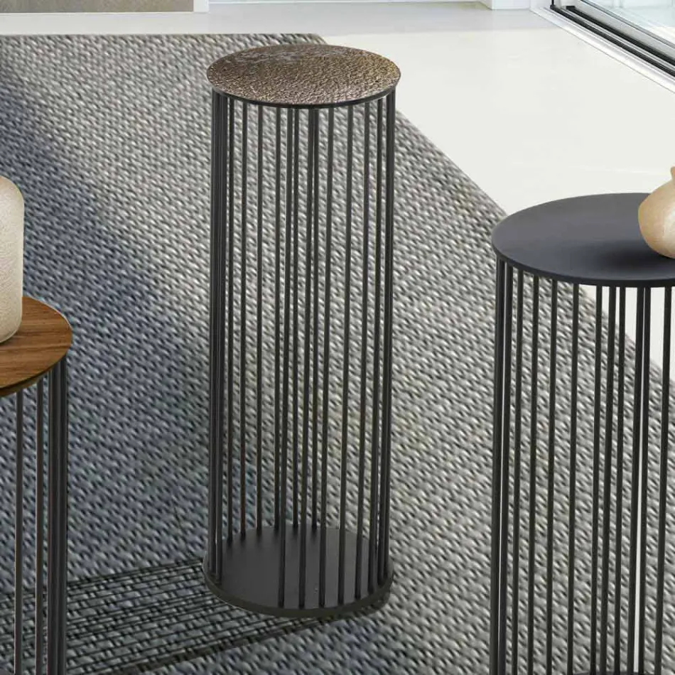 Masuta de cafea din cristal si metal forjat Made in Italy - Montebianco Viadurini