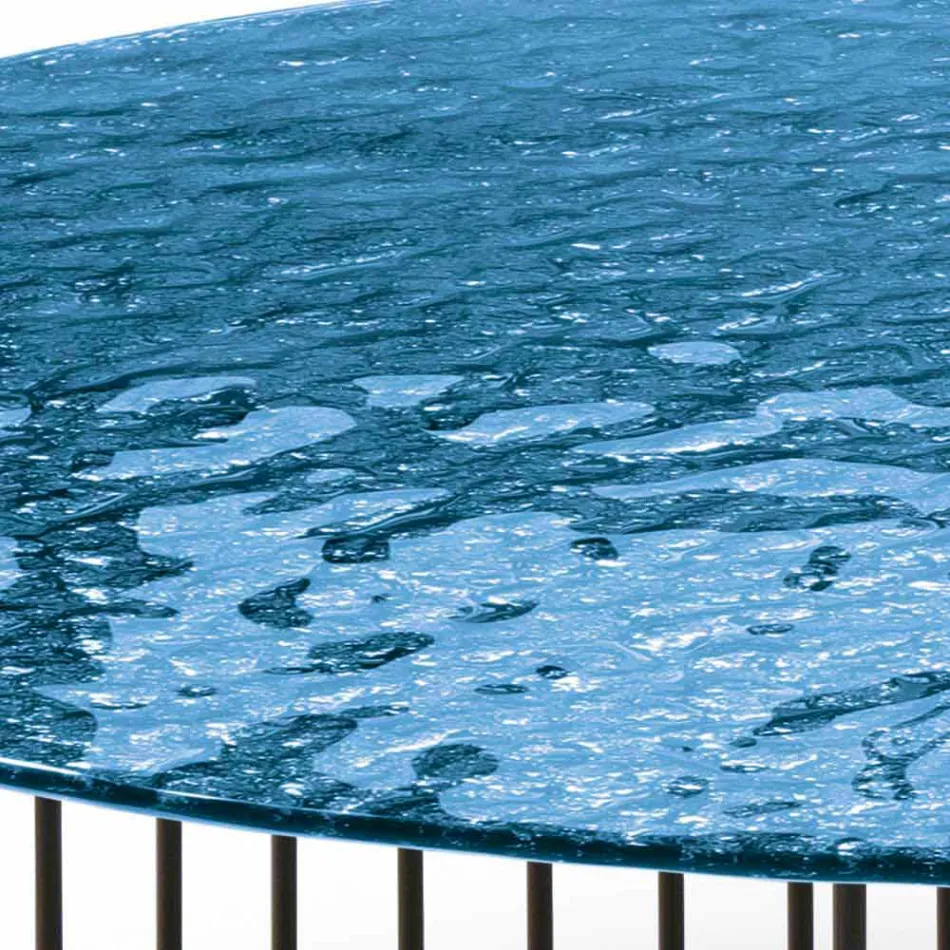 Masuta de cafea din cristal si metal forjat Made in Italy - Montebianco Viadurini