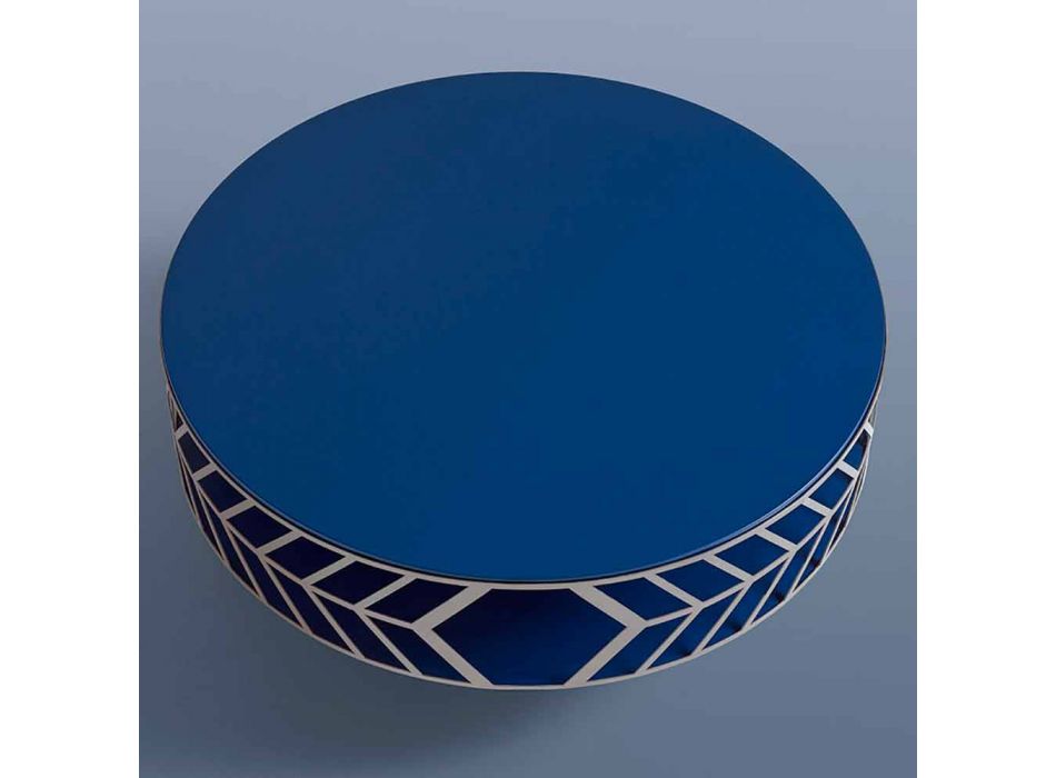 Masă de cafea modernă, cu design scăzut, albastru sau burgund cu inel - Lok Viadurini