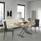 Masa de cafea moderna transformabila din lemn si metal Made in Italy - Fabio Viadurini