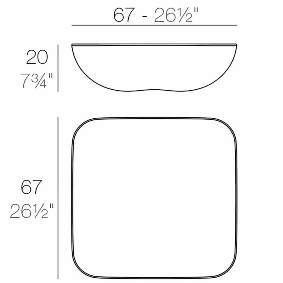 Pillow Vondom masă de cafea în aer liber, design modern, 67x67 cm Viadurini