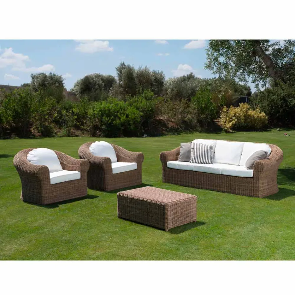 Masă de cafea de grădină din țesătură sintetică din ratan - Yves Viadurini